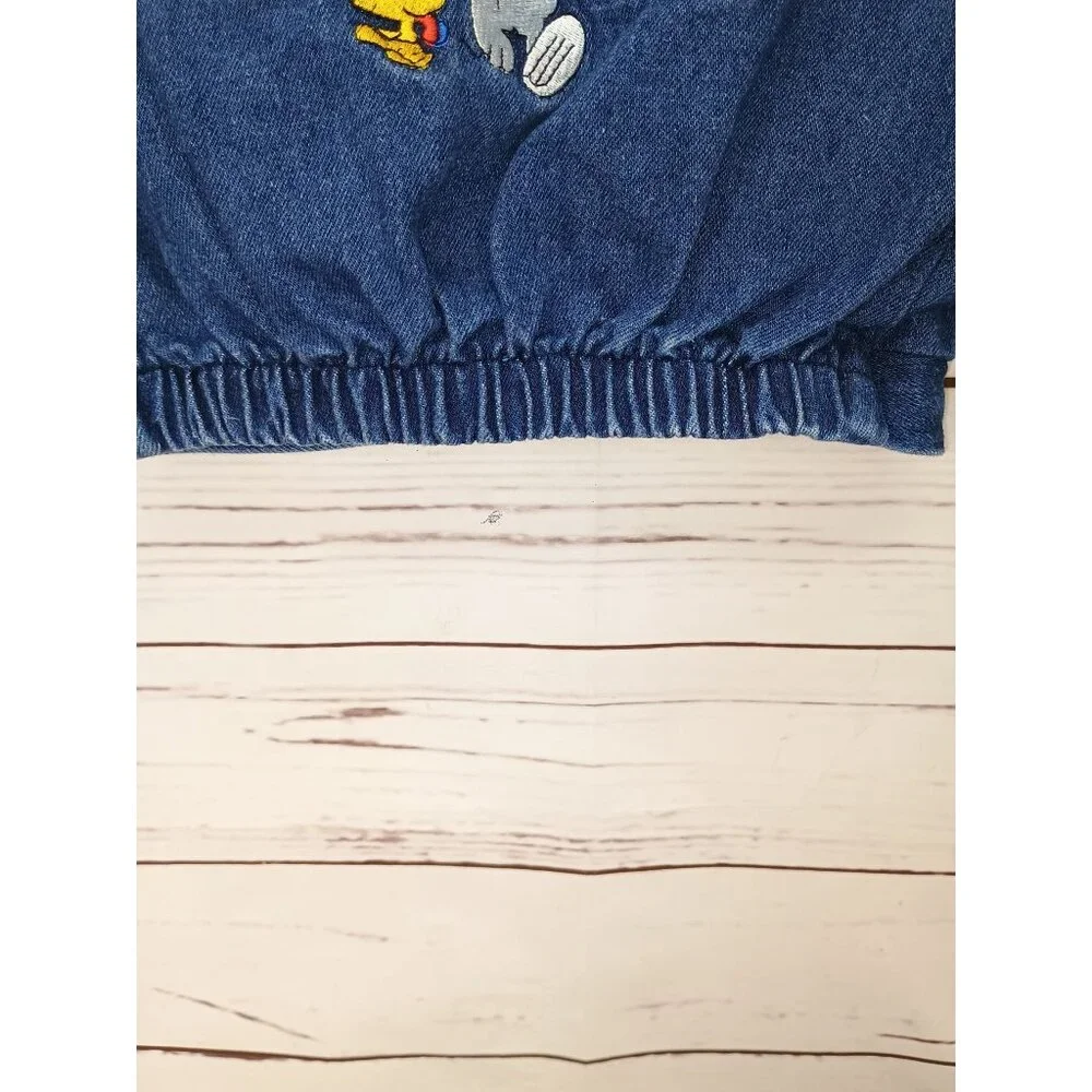 1980s Vintage-Inspired Toddler Denim Jacket Peanuts Snoopy Design 24 Months 100%